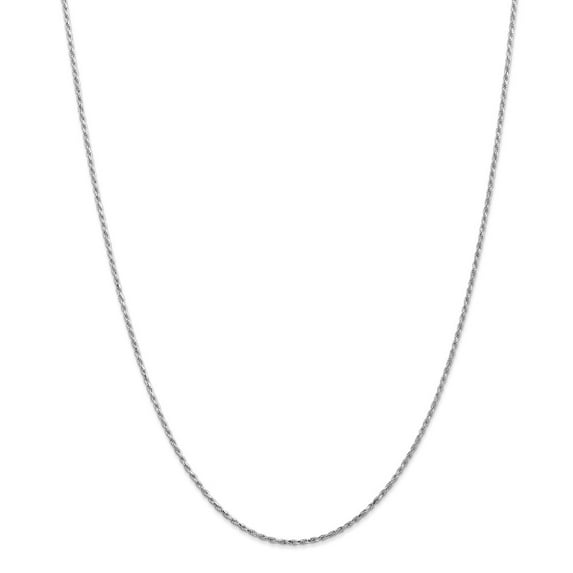 Solid 14k White Gold 1.30mm Rope Chain Necklace - with Secure Lobster Lock Clasp 16"