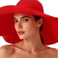 thumbnail image 6 of Fewfanhot Women Extra Wide Wavy Brim Sun Hat, UPF Foldable Pleated Beach Bucket Hat Windproof Chin Strap, 6 of 8