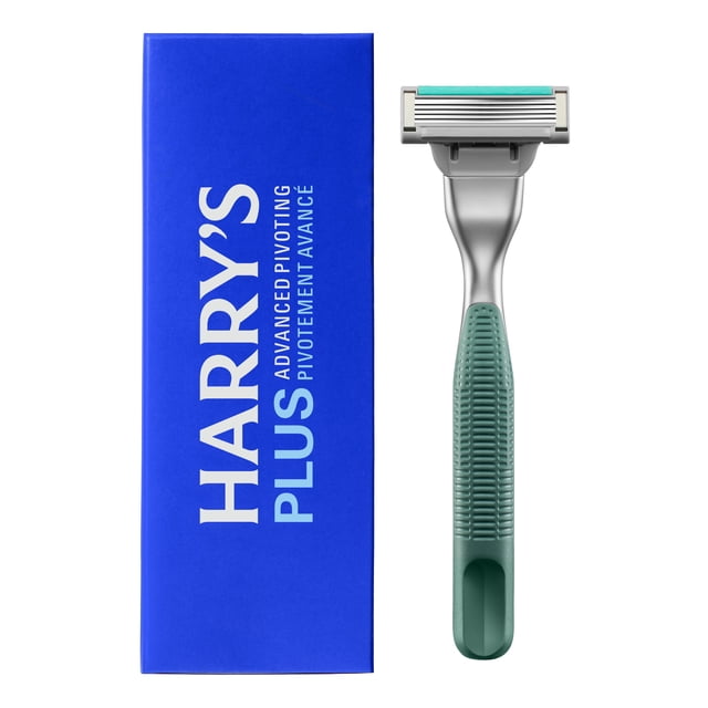 Harry's Plus Razor - 1 Handle and 1 Razor Blade with Travel Blade Cover (Moss)