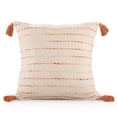 thumbnail image 6 of Ox Bay Top Variegated Stripe Cotton Blend Handmade Throw Pillow with Tassels, 20" x 20", 6 of 9