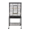 thumbnail image 3 of Large Wrought Iron Bird Cage with Rolling Stand – Spacious Flight Cage for Parakeets, Cockatiels, Conures – Features Slide-Out Tray, Wooden Perches – Easy to Clean, Indoor Use – Black, 135×64×42.3CM, 3 of 5