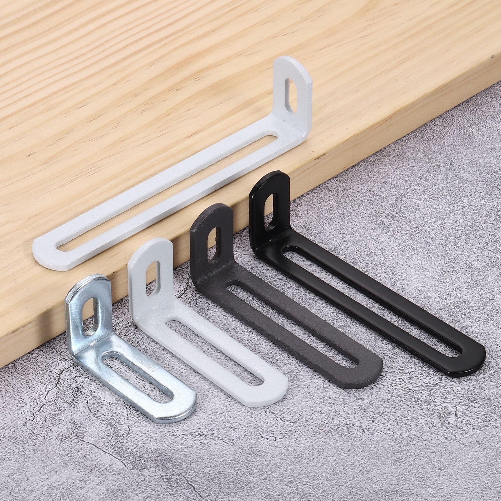 Uxcell 20 Pcs Adjustable Right Angle Brackets, Slotted L-Shape Corner Bracket 2"x1.2"x0.7", 90 Degree Steel l Bracket Support for Shelves, Wood Furniture Construction, Matte Black