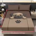 thumbnail image 4 of Xoenoiee Pug Dog Paw Print Fitted Sheet Set 3-Piece Deep Pocket, Soft Breathable Microfiber with 2 Pillowcases, Wrinkle-Free Easy Care, No Flat Sheet, Full Size, 4 of 7