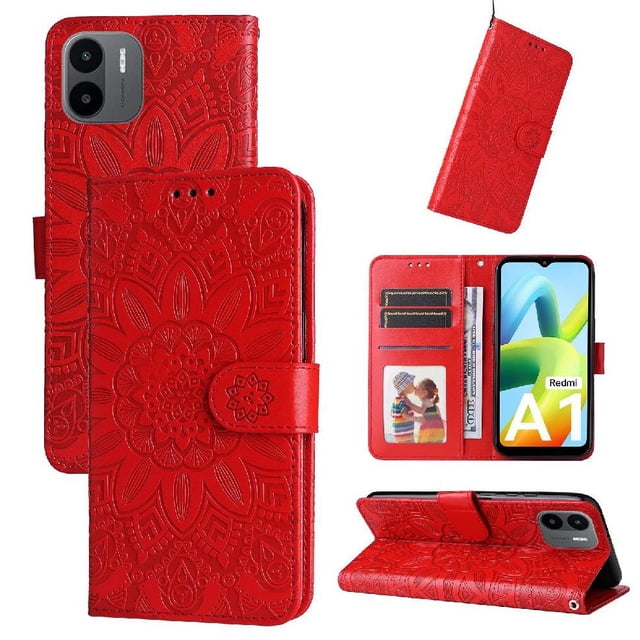 Funda tipo cartera GANGXUN para Xiaomi Redmi A1 4G , diseño girasol, cuero PU, soporte, cierre magnético, tarjetero