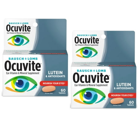 2 Pack Bausch & Lomb Ocuvite Eye Vitamin & Mineral Supplement with Lutein 60 Ea