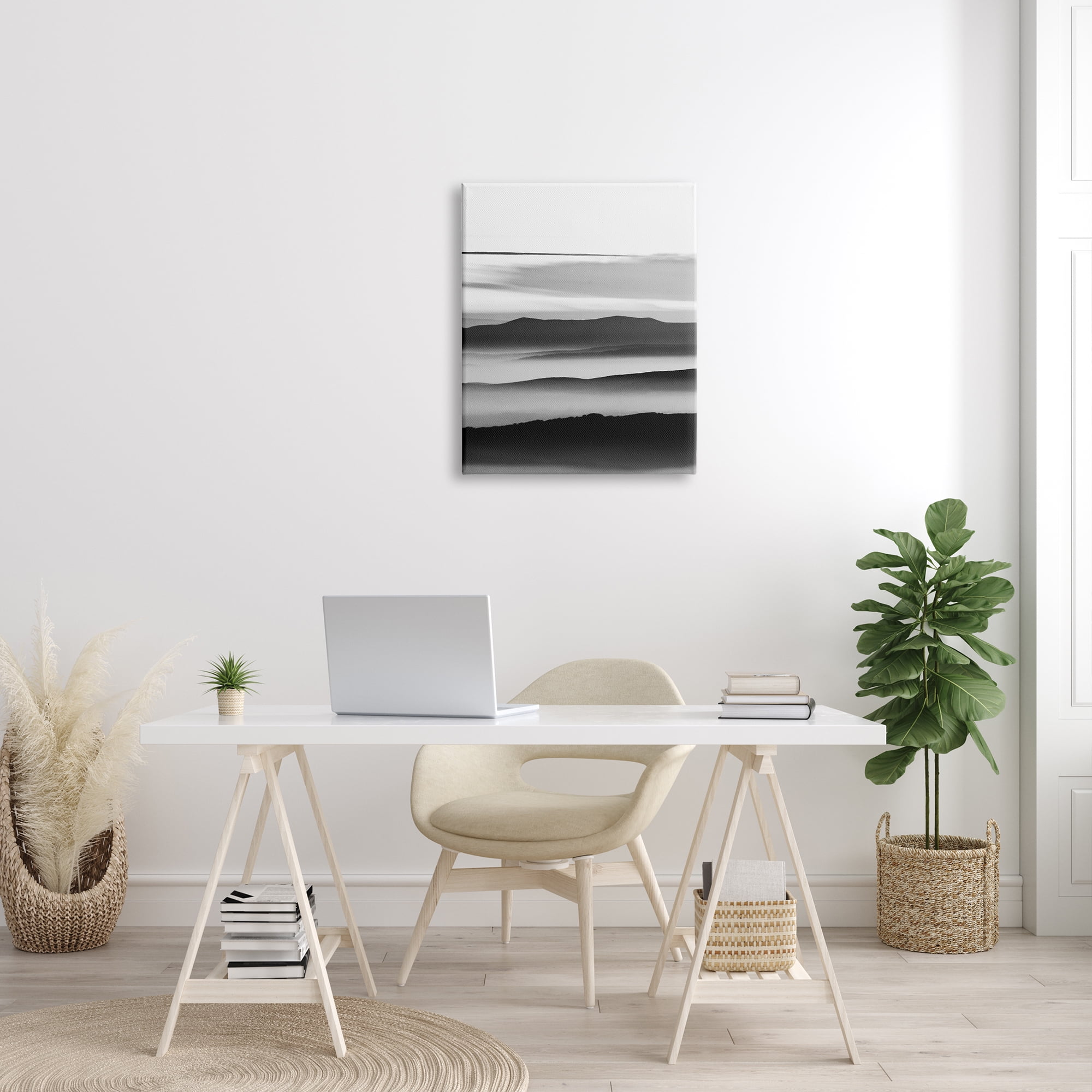 Stupell Industries Misty Clouds Eerie Mountain Landscape Black White, 24 x 30, Designed by Design Fabrikken