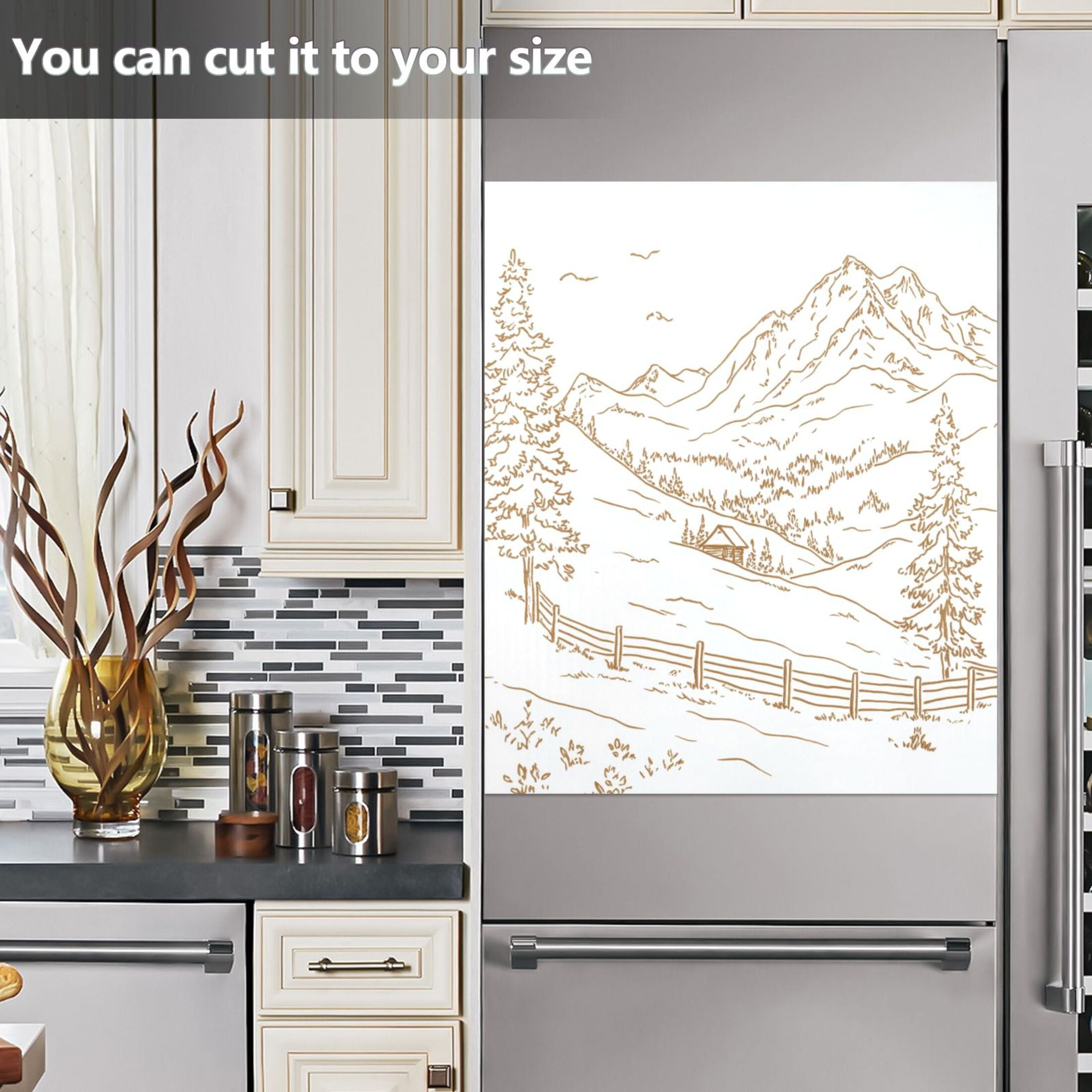 Dishwasher Magnetic Sticker 23x26 Inch Refrigerator Magnetic Sticker Washing Machine Magnetic Sticker Kitchen Panel Magnetic Sticker Home Decor Pretty Mountain