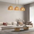 thumbnail image 3 of Modern Rattan Chandelier Fixture Kitchen Island Hanging Ceiling Lights for Dining Room, 3 of 10