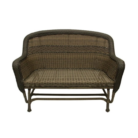 wicker loveseat outdoor glider brown resin patio dark tone sedona walmart