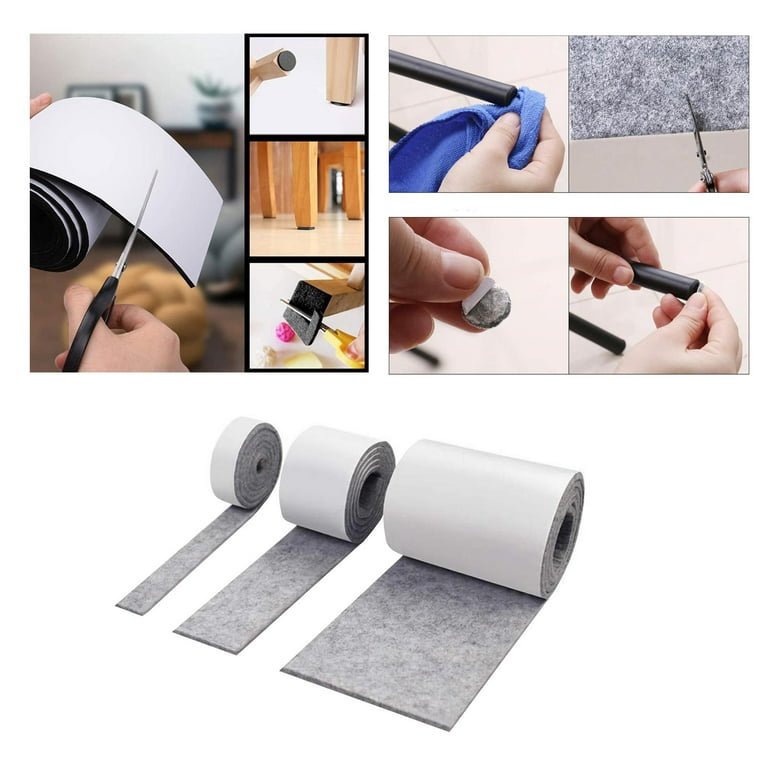 3 Rolls 100cm Self-Stick Heavy Duty Felt Strips Self Adhesive Felt Tapes  Polyester Felt Strip Rolls for Protecting Furniture and DIY Adhesive Light  Gray 