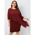 thumbnail image 5 of SHOWMALL Women's Plus Size Summer Dresses Crewneck Capelet Sleeve Chiffon Overlay Party Pencil Dress 1X-4X, 5 of 6