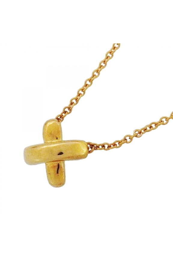 Pre-Owned Tiffany & Co. Cross Stitch Necklace, 18K Yellow Gold, Women's, P2955328