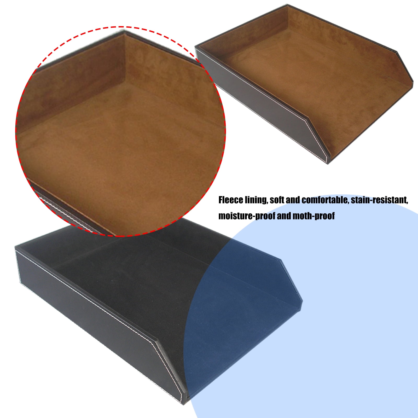 Desk Accessory A 4 File Holders Document Tray Featuring PU Leather Exterior And Protective Felt Inner Layer