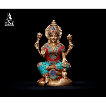 Lakshmi statue- 16 CM Brass Laxmi statue, Goddess of Money and Wealth, Lakshmi for Temple, corner, decor, office, Gifts.