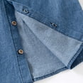 thumbnail image 5 of Denim Jacket for Toddler Boys Short Sleeve Solid Summer T-Shirt Casual Collared Button Down Shirts Kids Outwear Tops Navy 3-4 Years, 5 of 5