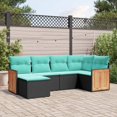 thumbnail image 1 of vidaXL 6 Piece Garden Sofa Set with Cushions Black Poly Rattan, 1 of 5