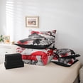thumbnail image 6 of jejeloiu Japanese Samurai 7-Piece Twin Bedding Sets,Retro Ink Painting Bedding Comforter Set,Red Flower Floral Sheet Sets For Boys Kids,Microfiber Bedroom Decor Reversible, 6 of 8
