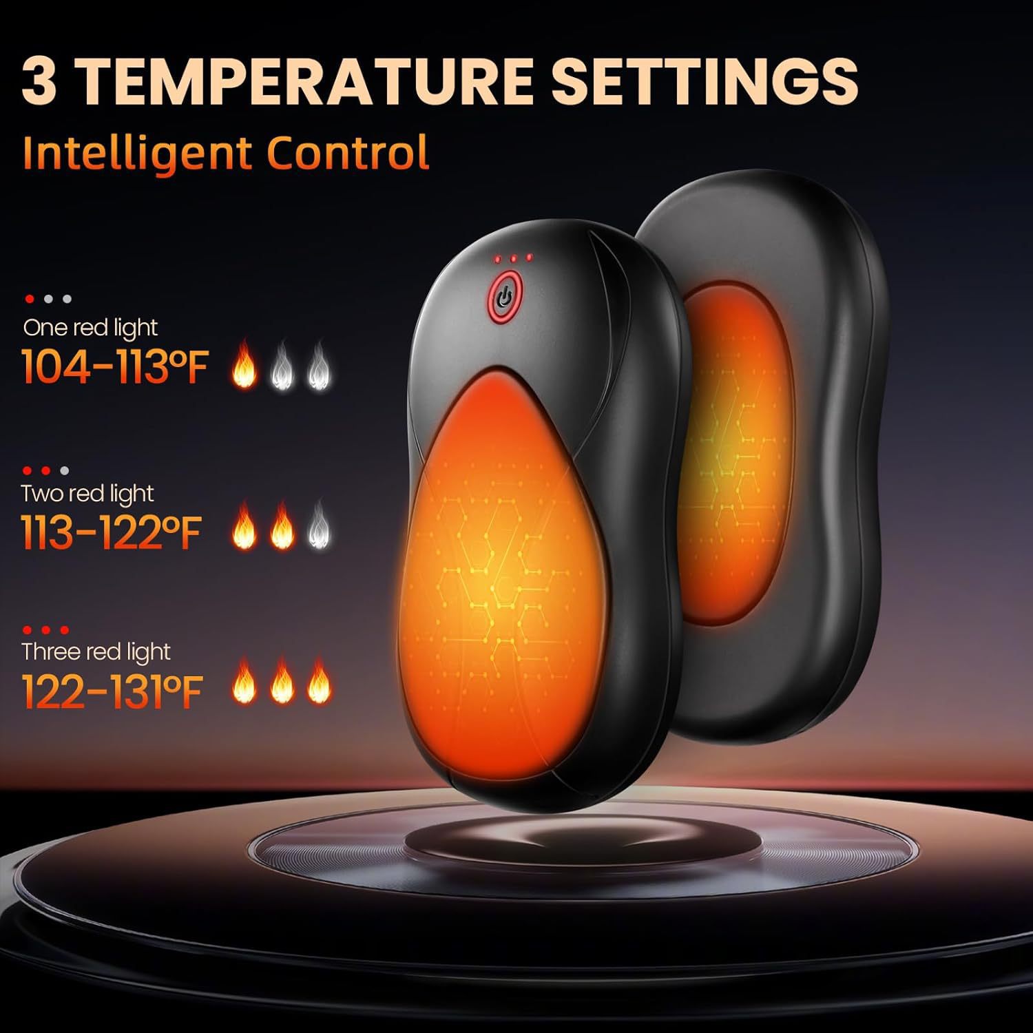 Hand Warmers Rechargeable 2 Pack 6000mAh Portable Pocket Size 3 Heat Settings Magnetic Attraction Electric Hand Warmer for Outdoors Hunting Golf Camping Warm Gifts