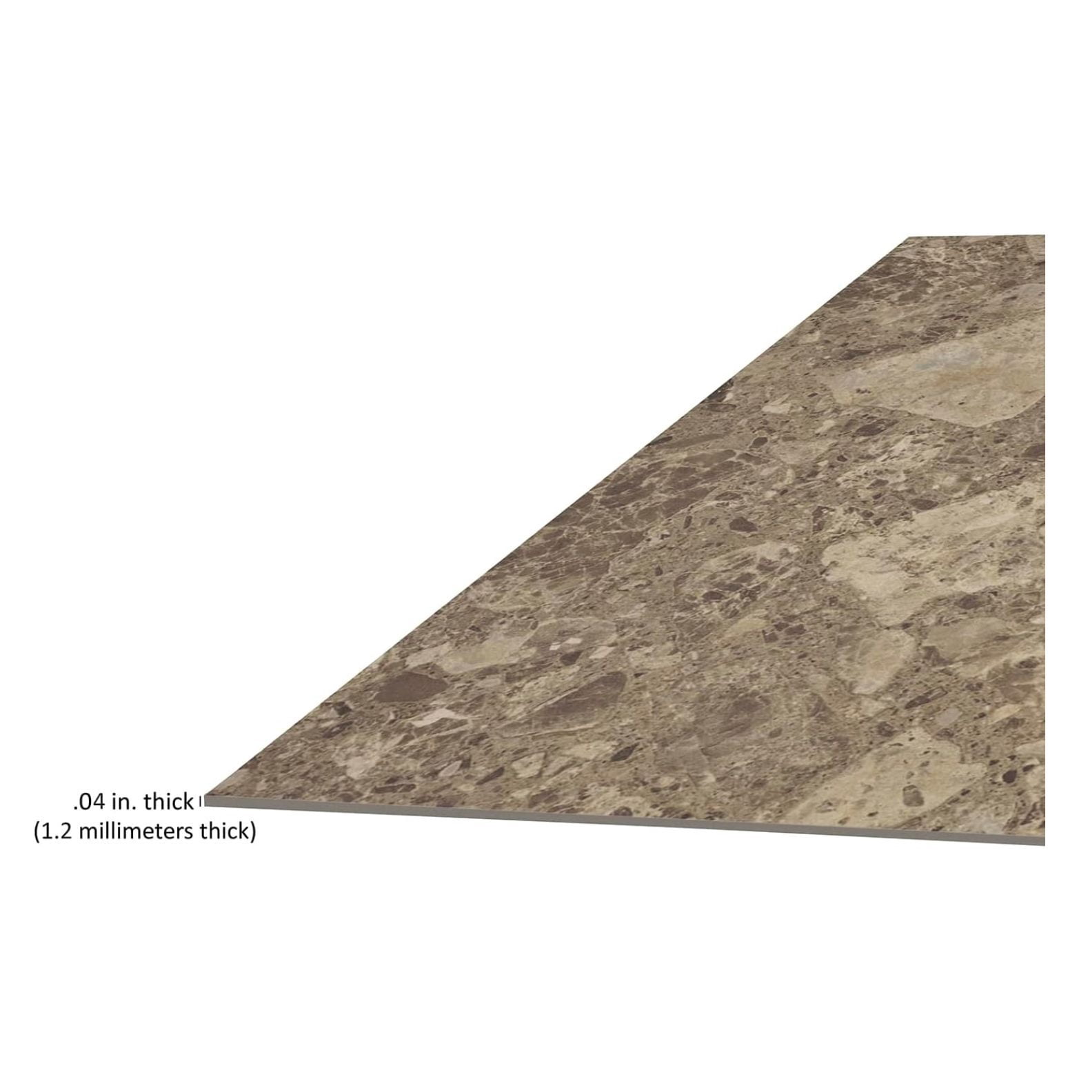 Brown Marble Brown Vinyl Floor Tiles Self Stick Peel Flooring 12" x 12", 1-Pack (20 Pieces)