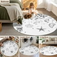 thumbnail image 6 of Grey Coastal 3ft Area Rug, Summer Eucalyptus Leaves Beach Ocean Starfish Nautical Non-Slip Small Round Rugs for Entryway Bedroom Kitchen, Soft Circle Carpet for Dining Room, Playroom Nursery Rug, 6 of 9