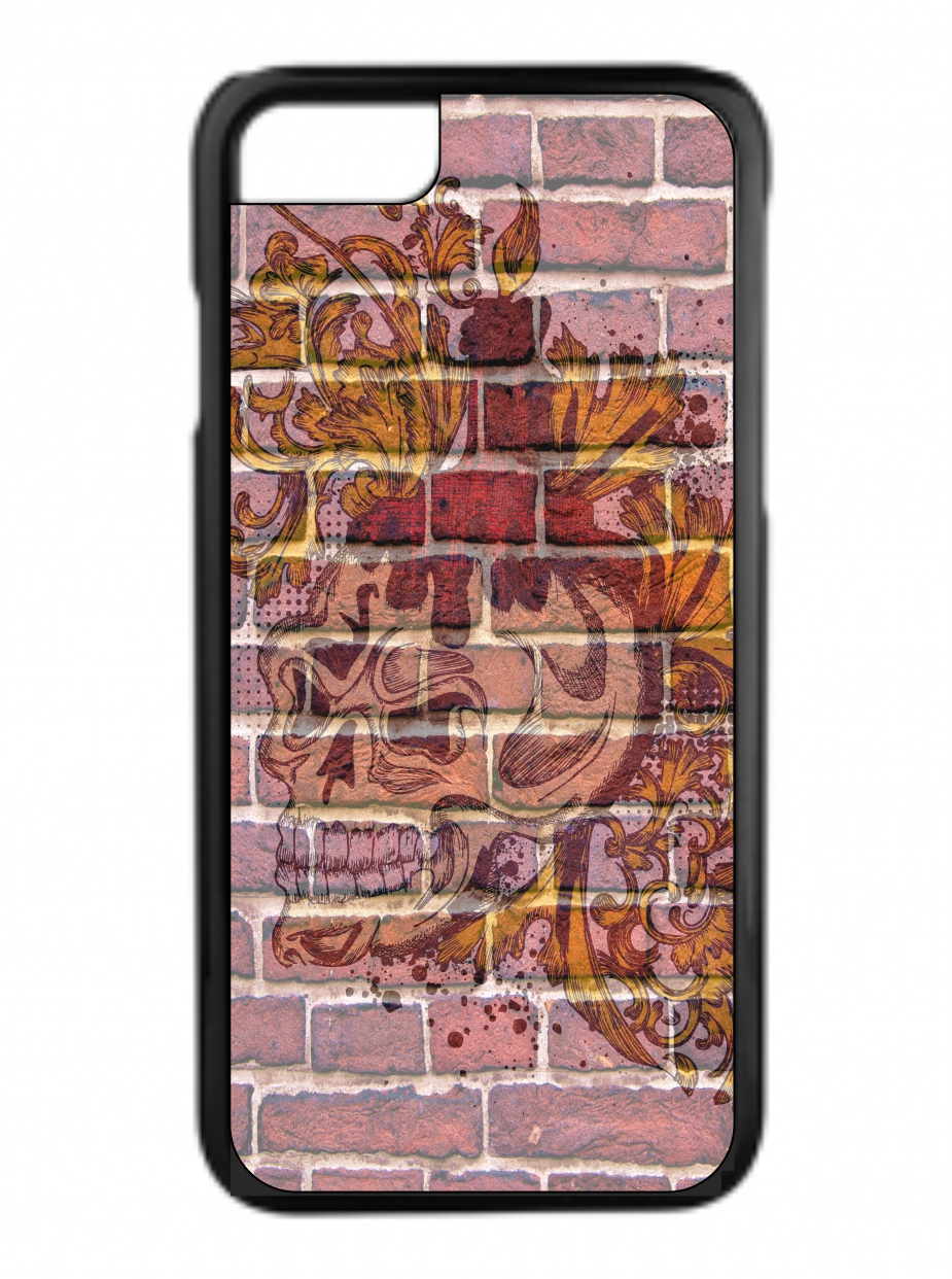Floral Skull on Brick Wall Street Art Print Design Black Plastic Phone Case That Is Compatible with the Apple iPhone 5 / 5s - image 1 of 3