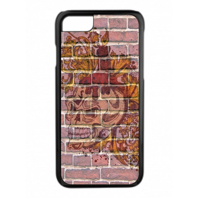 Floral Skull on Brick Wall Street Art Print Design Black Plastic Phone Case That Is Compatible with the Apple iPhone 5 / 5s
