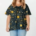 thumbnail image 3 of XADYUY Womens Tops Plus Size 4x-5x Sexy Short Sleeve Blouses Daisy Floral Print T-Shirt V Neck Tshirts Large Casual Womens Clothing,L Black, 3 of 4