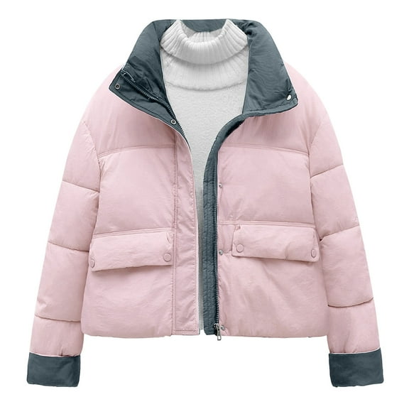 Hvyesh Women's Winter Coat Casual Lapel Quilted Coat Warm Long Sleeve Puffer Jacket Lightweight Padded Coats with Pockets