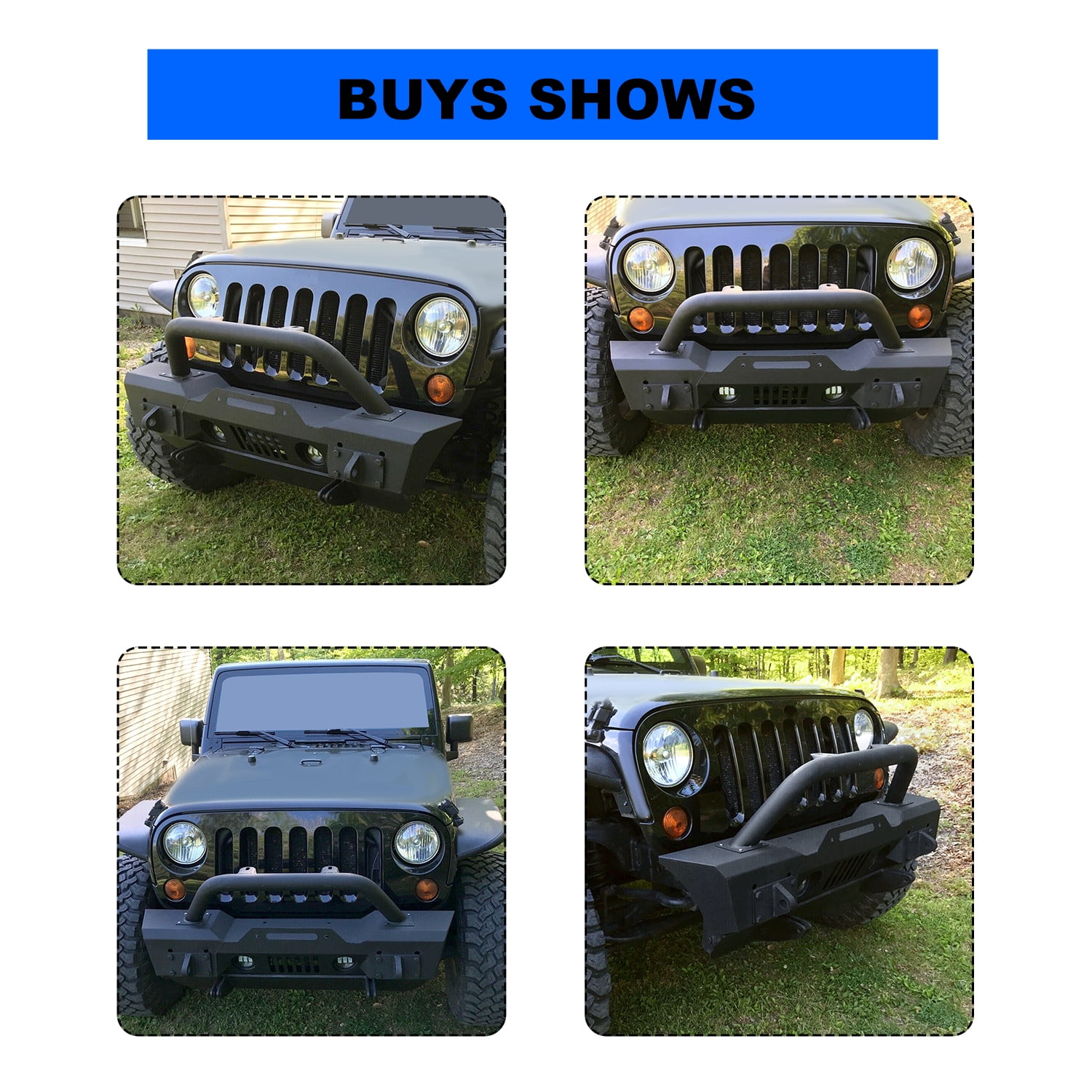 Kojem 5U0D040O8JPI, Automotive Front Bumper with Heavy-Duty fits Jeep Wrangler 2007-2018 Black