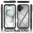 thumbnail image 5 of Feishell iPhone 16 Plus Case Built-in Screen Protector Clear Rugged 360 Full Body Protective Shockproof Hard Back Soft TPU Military Dual Layer Heavy Duty Bumper Anti-Scratch Cover Case, Black, 5 of 5
