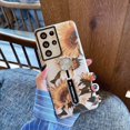 thumbnail image 2 of Samsung Galaxy S21 Ultra 5G Cas Doigt Poignée Pied, Conception Florale Mignon Robuste Résistant aux Chocs Slim Doux TPU + Mat PC Double Couche Anneau Sangle Couverture pour Galaxy S21 Ultra - 2021(Tournesol), 2 of 6