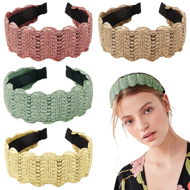 Laklulu Diademas Diademas para Mujer - Diademas de Hierba de Verano de ratán Diademas Tejidas de Rafia Anchas Preciosas para niñas Diademas para el Cabello de ratán para el Cabello de Mujer