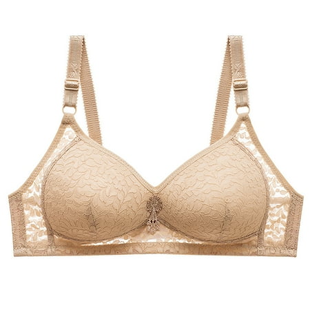 ATOYSOY Seamless Bras for Women Breathable Ladies No Underwire Plus Size Comfort Gathering Bra Supportive Bralettes Soft for All Day Wear (Beige 44)