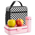 thumbnail image 6 of Black and White Checkered Pattern Insulated Lunch Bag Teens,Lunch Box for Men Women for Work,Picnic or Travel,10.2x9.5x4.3 Inches,8 Can Capacity, 6 of 6