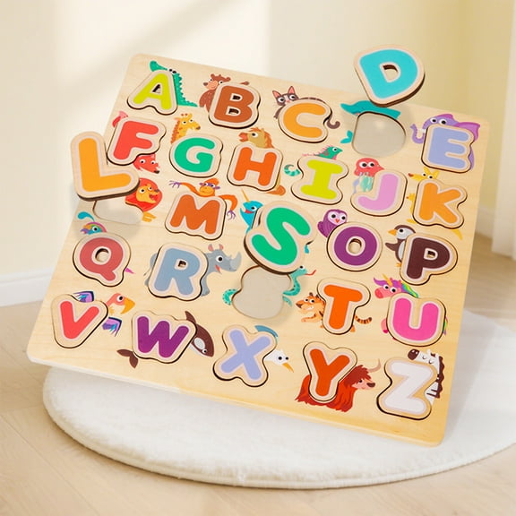 ChicYu Kids Number Calculation Letter Shape Building Blocks Flat Puzzle Board Educational Wooden Toy Developing Math and Shape Cognition