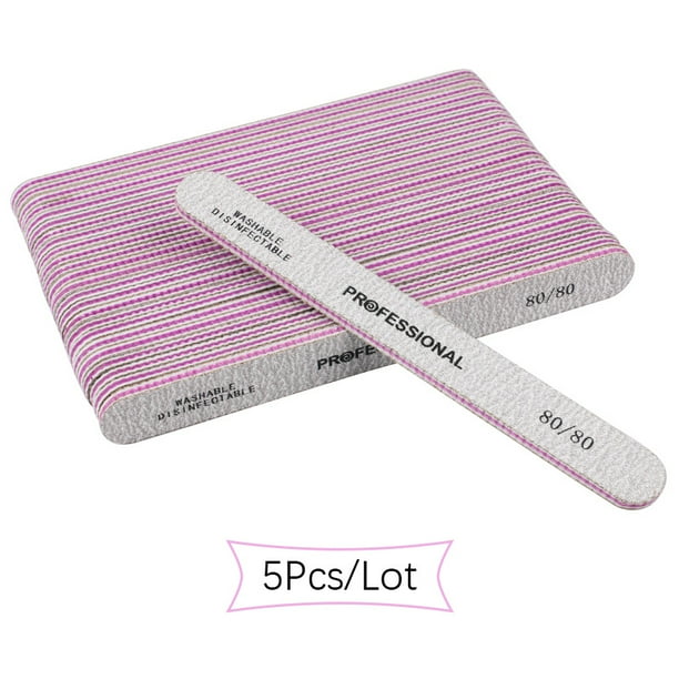5 uds/10 Uds lima de uñas profesional recta 100/180 juegos de tampones para manicura herramientas de pulido de papel de lija de doble cara