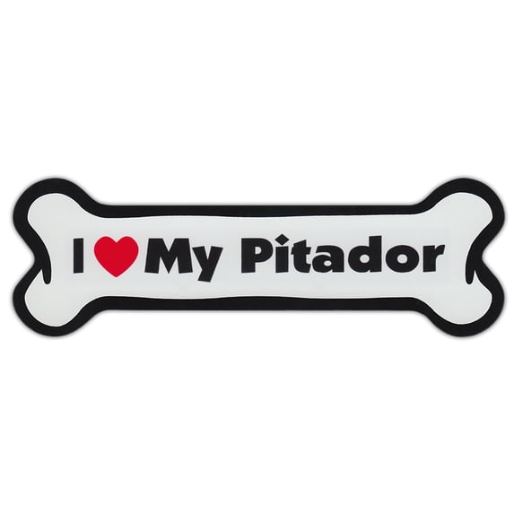Dog Bone Shaped Car Magnets: I Love My Pitador (Labrador Retriever Pit Bull)