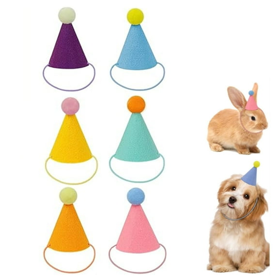 Mini Party Hats for Stuffed Animals, Birthday Party Cone Hats Dolls Dog Cat Rabbit Puppies Assorted Animal Birthday