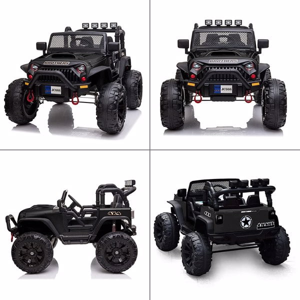 48.4" Large Ride On Car for Kids with 2 Seats, Remote Control, 14" Large Suspension Wheels, LED Lights, Music, Bluetooth for Boys & Girl, Black
