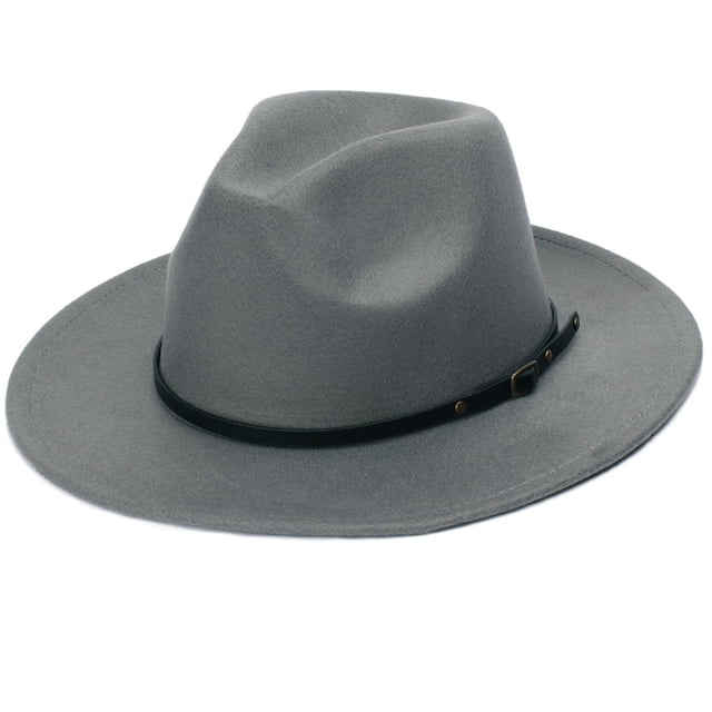 Sombrero de Panamá clásico de ala ancha para mujer, sombrero de fieltro de lana con hebilla de cinturón Fridja nalpqowj1275