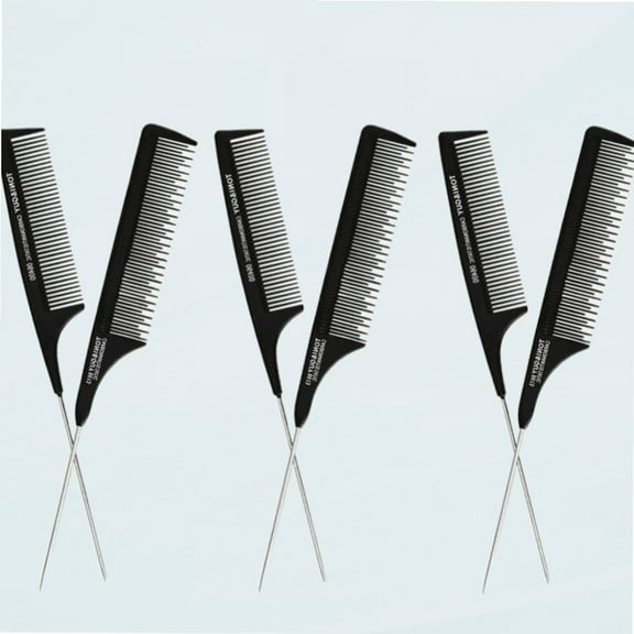 6 Pieces Hair Comb Foiling Comb Highlighting Comb Rat Tail Hair Comb Hair Parting Comb For Women Men Hair Styling Hair Salon Beauty Tools (Black)