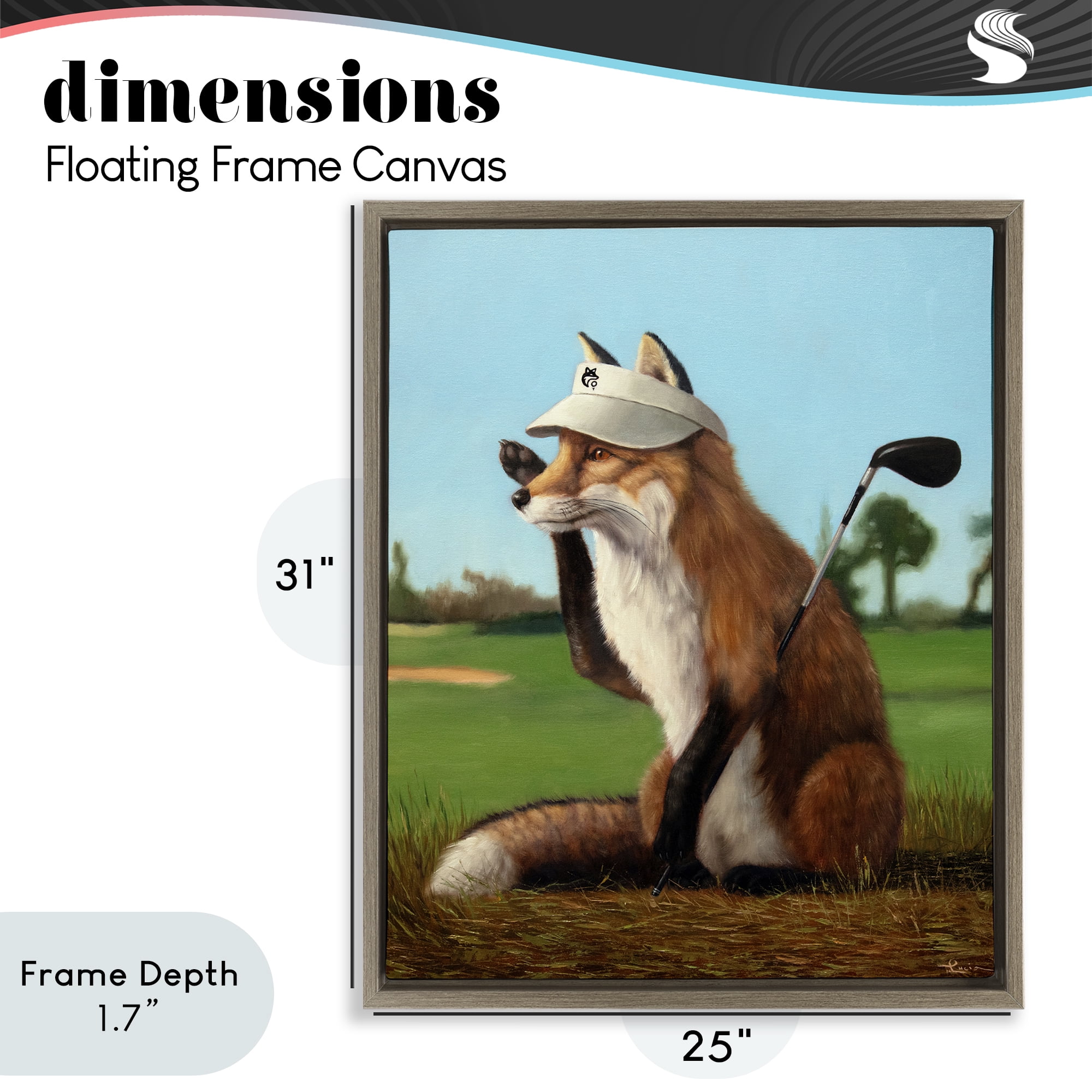 Stupell Industries Fox Drive Golfer Brown Framed Floater Canvas Wall Art, design by Lucia Heffernan