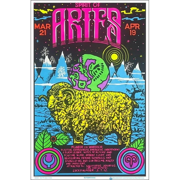Aries Zodiac Sign Blacklight Poster 23" x 35"