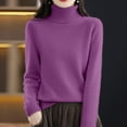 thumbnail image 6 of Purple Sweaters for Women High Collared Knitted Sweater for Women In Autumn and Winter Loose Thickened Made Of Pullover Long Sleeved Inner Layer Top. Womens Fall Fashion 2025, 6 of 6