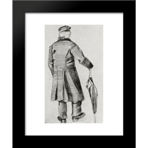 Orphan Man with Long Overcoat and Umbrella, Seen from the Back 20x24 Framed Art Print by Vincent van Gogh