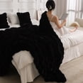 thumbnail image 5 of Soft Double-Sided Fleece Blanket, Warm Solid Color Throw Blanket for All Season Home Use - Black, 5 of 6