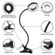 thumbnail image 3 of Lámpara de escritorio con clip, luz nocturna de cama con cuello de cisne flexible de 360 ​​​​° para lectura, maquillaje, luz de relleno (negro), 3 of 5