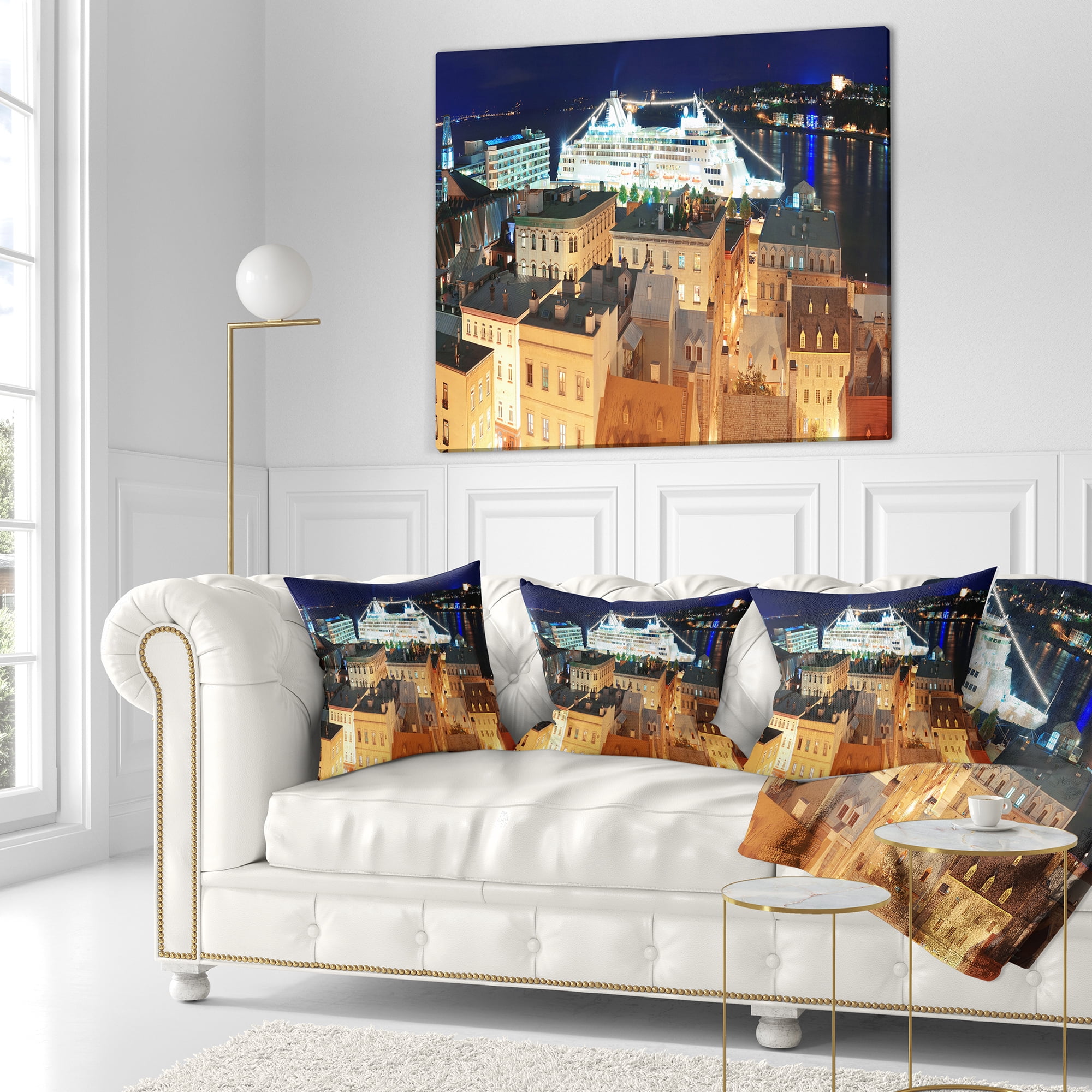 Designart Quebec City - Cityscape Photo Throw Pillow - 16x16