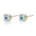 thumbnail image 3 of 14K Yellow Gold Round Aquamarine Stud Earrings - 4mm, 3 of 8