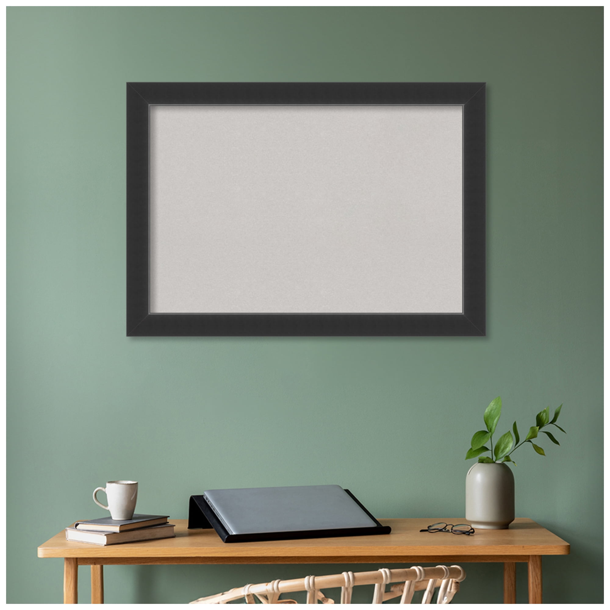 Amanti Art Grey Cork Board Wood Framed Corvino Black Bulletin Board 41 in. x 29 in.